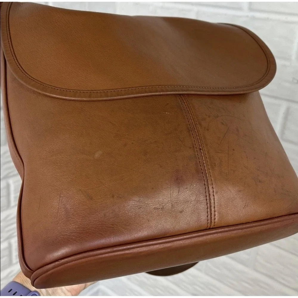 Vintage Coach Whitney 4115 Flap Crossbody Brown Leather USA 90s 12x11
